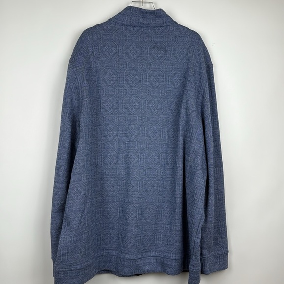 Tasso Elba Mens Graphic Knit Zip Up Jacket in Navy Blue Size XXL - Picture 6 of 8